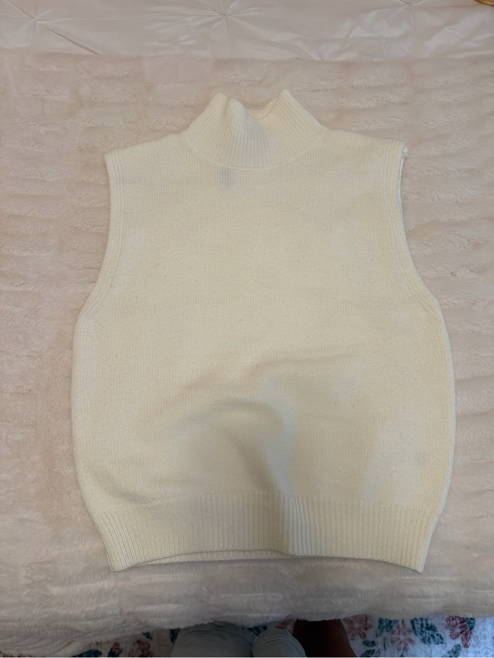 Monkees top Cream Sleeveless Mock Neck Knit Sweater Vest